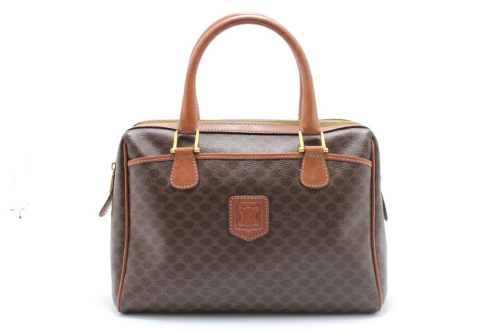 Celine Macadam Handbag Dark Brown Slash Calfskin